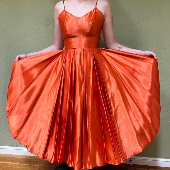 Vintage Burnt Orange Satin Dress main image 0